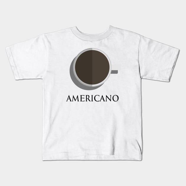 Hot americano coffee cup top view in flat design style Kids T-Shirt by FOGSJ